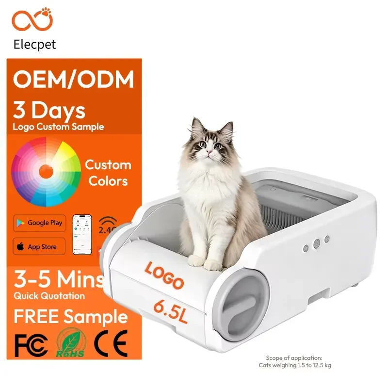 Elecpet Oem Smart App Control Self-Cleaning Automatic Open-Top Cat Box with Dual Safety Sensors and Odor-Free System