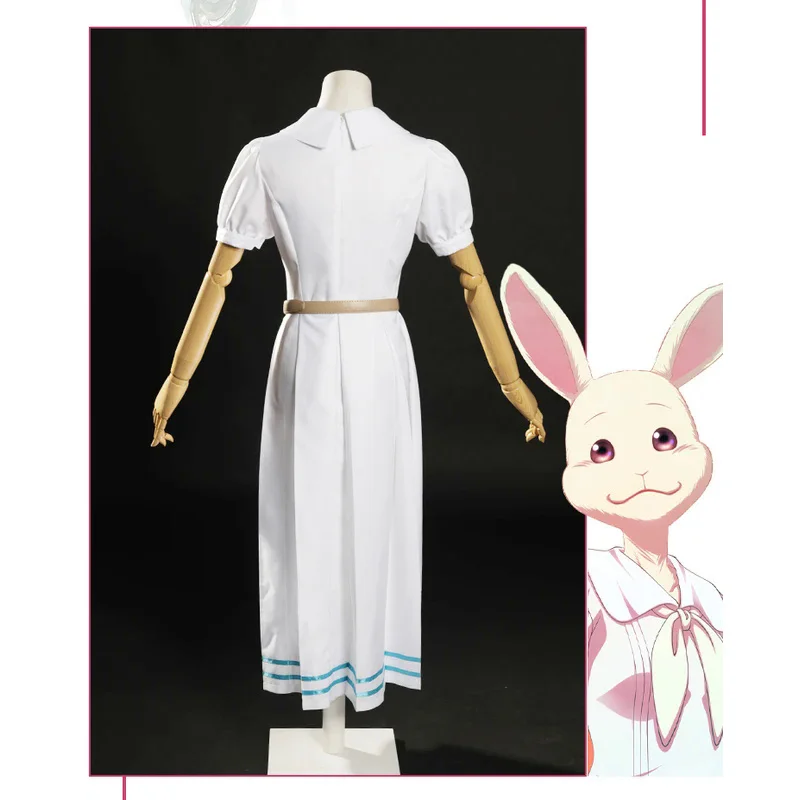 Beastars Haru-vestido de conejo blanco para mujer, peluca con orejas, uniforme escolar japonés personalizado