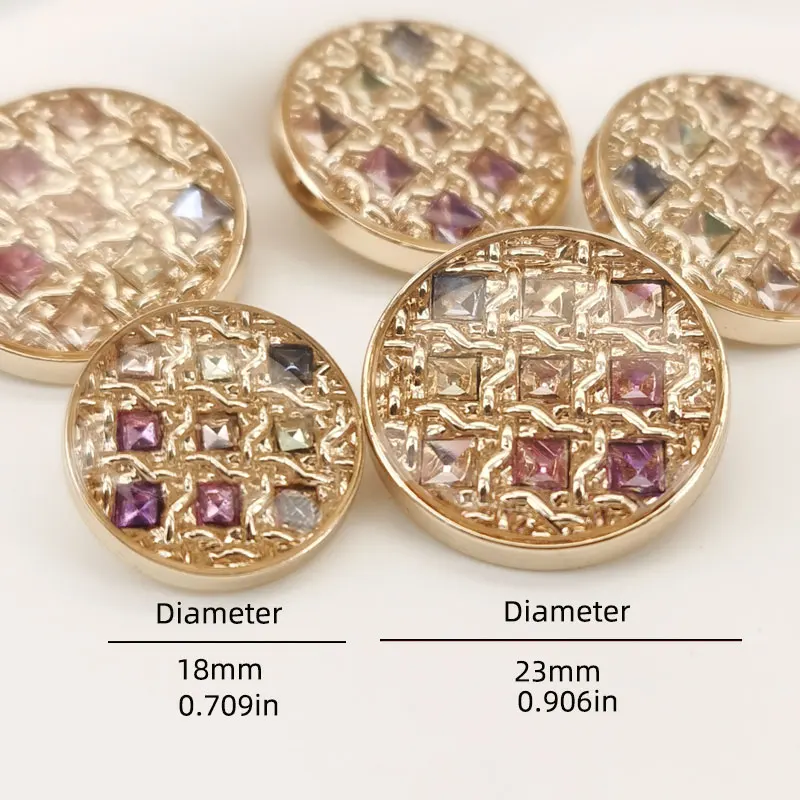 18/23 mm luxuriöse runde bunte Strasssteine, Dekor, Metallknöpfe für Mäntel, Windjacke, Nähzubehör, Nähknöpfe, 2025, Neu – Detail 1