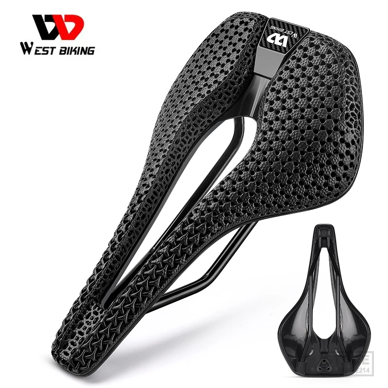 

WEST BIKING 3D Printed Saddle Ultralight Comfortable Cycling Zoned Shock Absorption Seat Cushion Triathlon Racing