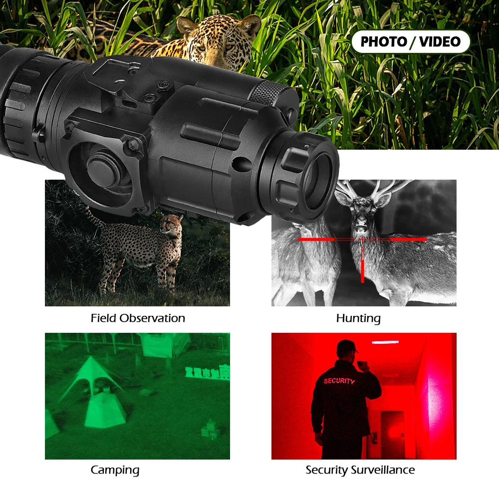 

Hunting airsoft accessories HD 1X-8X Zoom 300m HD Digital Night Vision Monocular With IR Illuminator USB All Metal HK27-0031