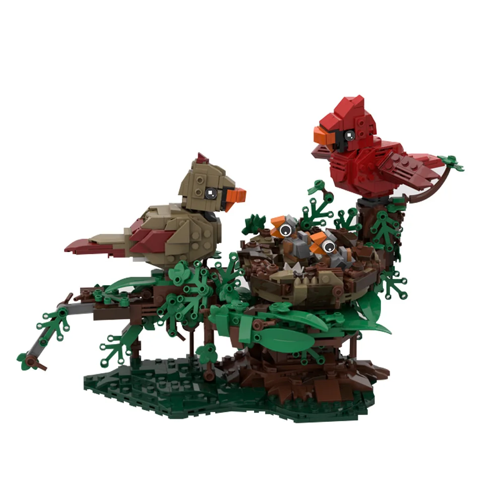 Gobricks MOC Northern Cardinals with Nest Building Blocks Model 31154 Sparrow Bricks Living Room brick Toy Children Gift