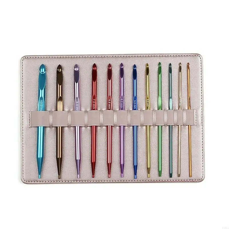 

Aluminum Crochet Needle Set 12 Replaceable Head Comfortable Grip Handle Travel Organizers Case