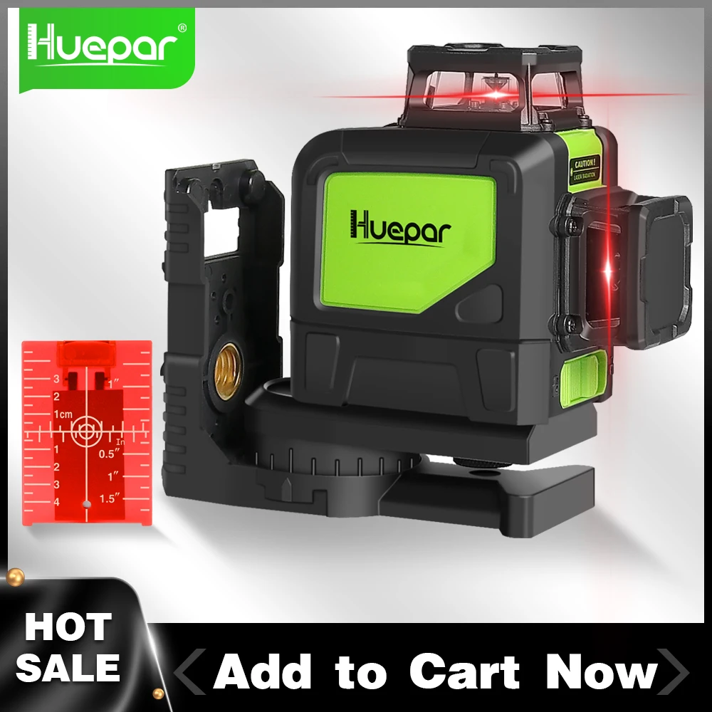 

Huepar 2D 8 Lines Laser Level Vertical Horizontal Line Self Leveling 360° Coverage Red Beam Laser Tools With Pulse Mode Bracket