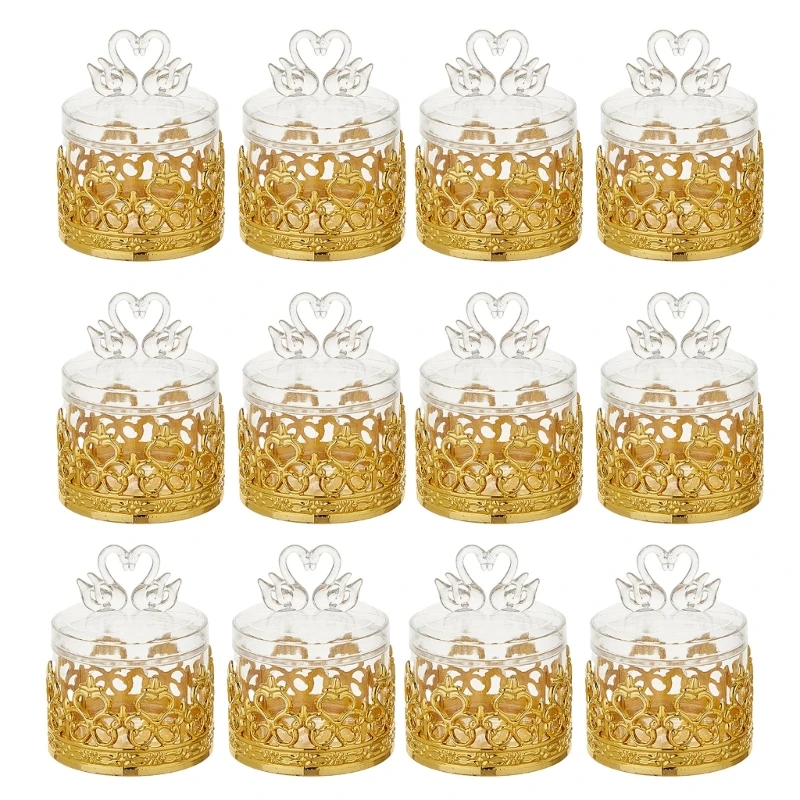 

Set of 12 Decorative Candy Organizers Plastic Sugar Wrapping Box Practical Candy Holder with Removable Lid Party Drop shipping