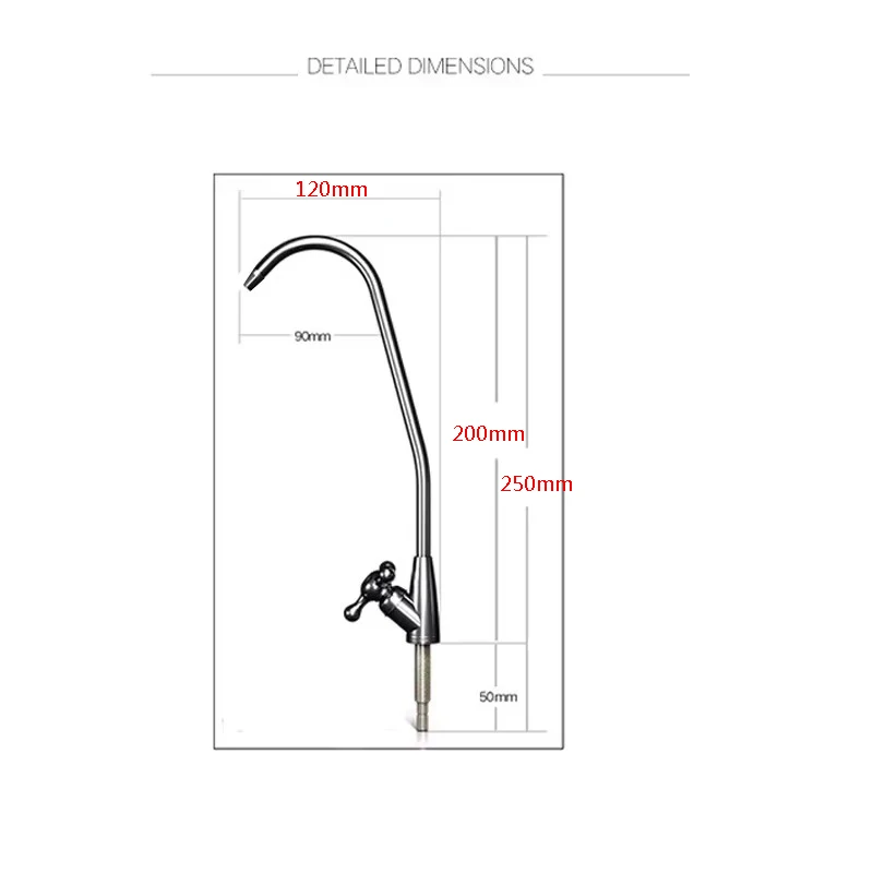 Purificador de grifo para beber directo, grifo de agua de cocina cromado, manguera de conexión de 1/4 pulgadas, piezas de filtros de ósmosis inversa