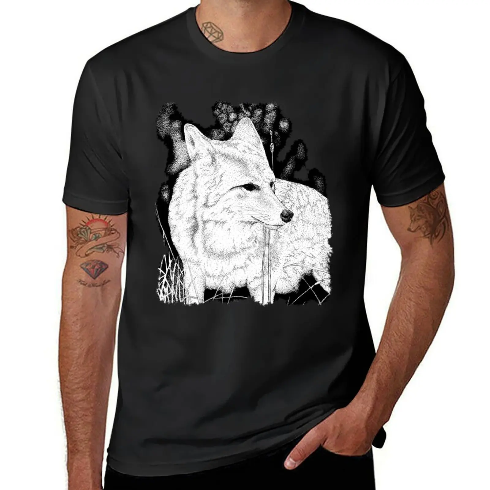 White Coyote T-Shirt Short sleeve tee funnys designer t shirt men