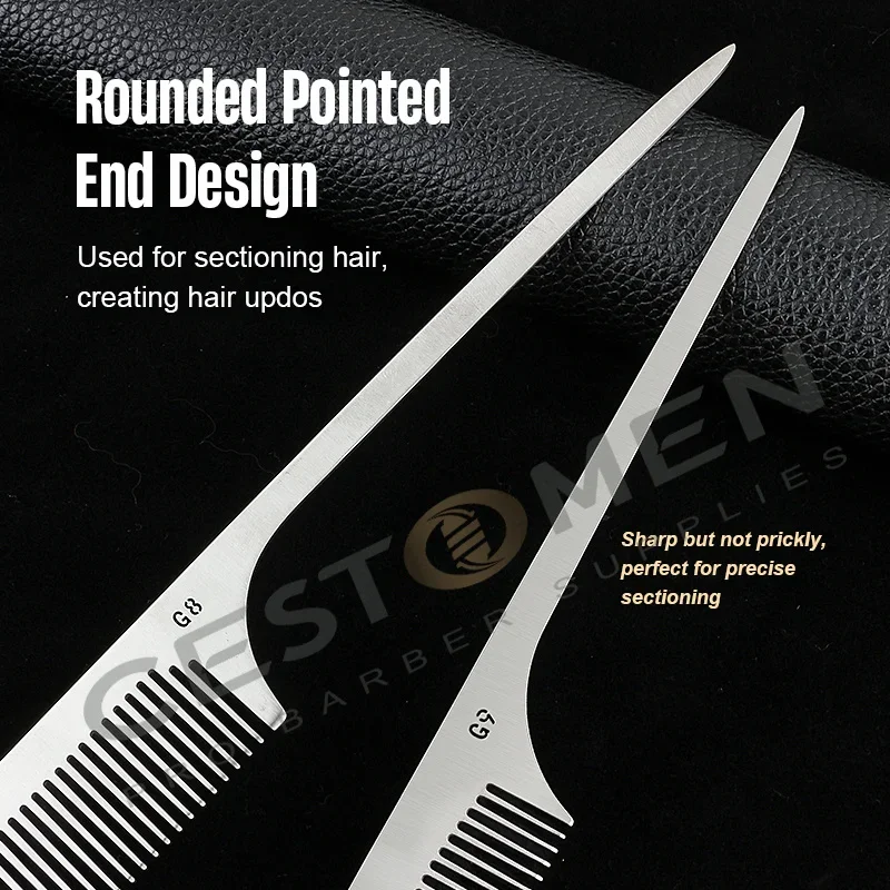 Stainless Steel Silver Metal Barber Comb Professional Hairdressing Salon Combs Detangling Hair Cutting Tools For Men And Women