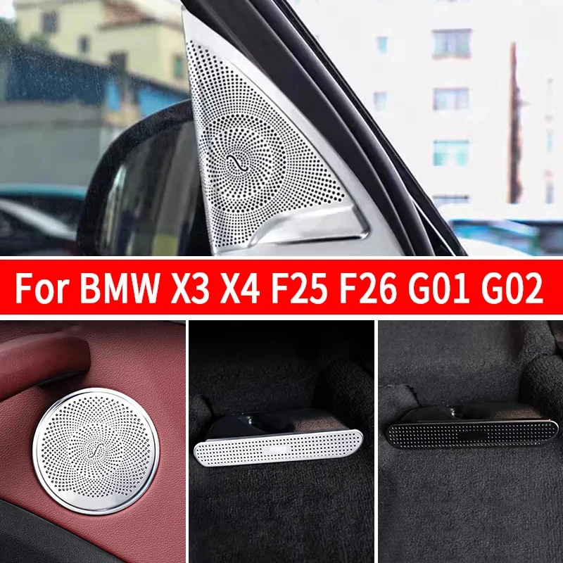 

For BMW X3 X4 F25 F26 G01 G02 Steel Car Inner Front Rear Door Audio Speakers Stereo Decorate Cover Auto interior accessories