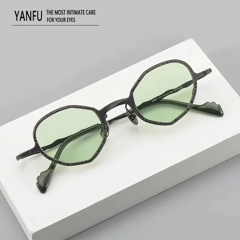 High Quality Round Retro Green Pure Titanium Sunglasses Classic Fashion for Men Women Eyeglasses Brand UV400 Outdoor GLASSES