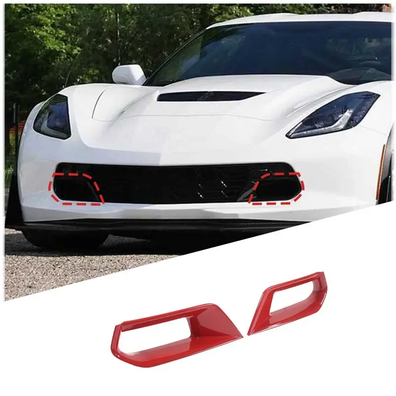 

For Chevrolet Corvette C7 Z06 2014-2019 Car Front Bumper Air Inlet Decorative Frame exterior protection accessories 2Pcs ABS Red