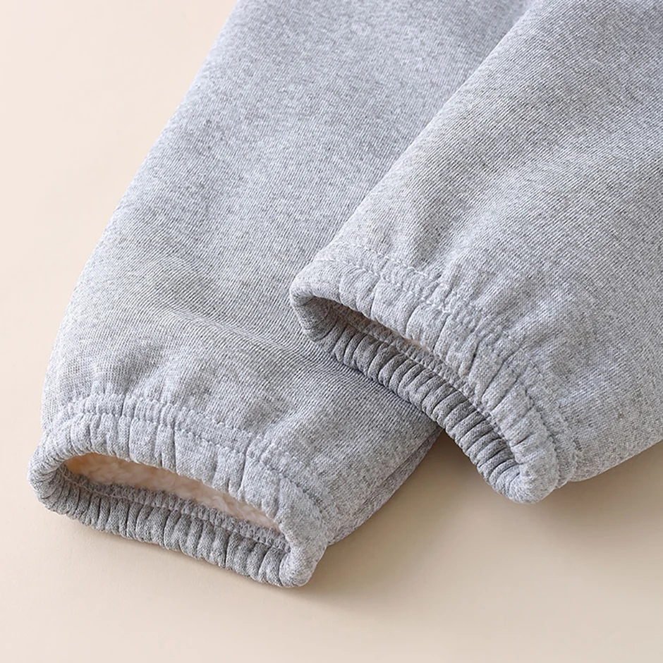 Herbst- und Winter-Plüsch-Freizeit-Sport-Knöchelhosen für Jungen und Mädchen, mit dickem, elastischem Bund, einfarbig, Outdoor-Hose – Detail 14