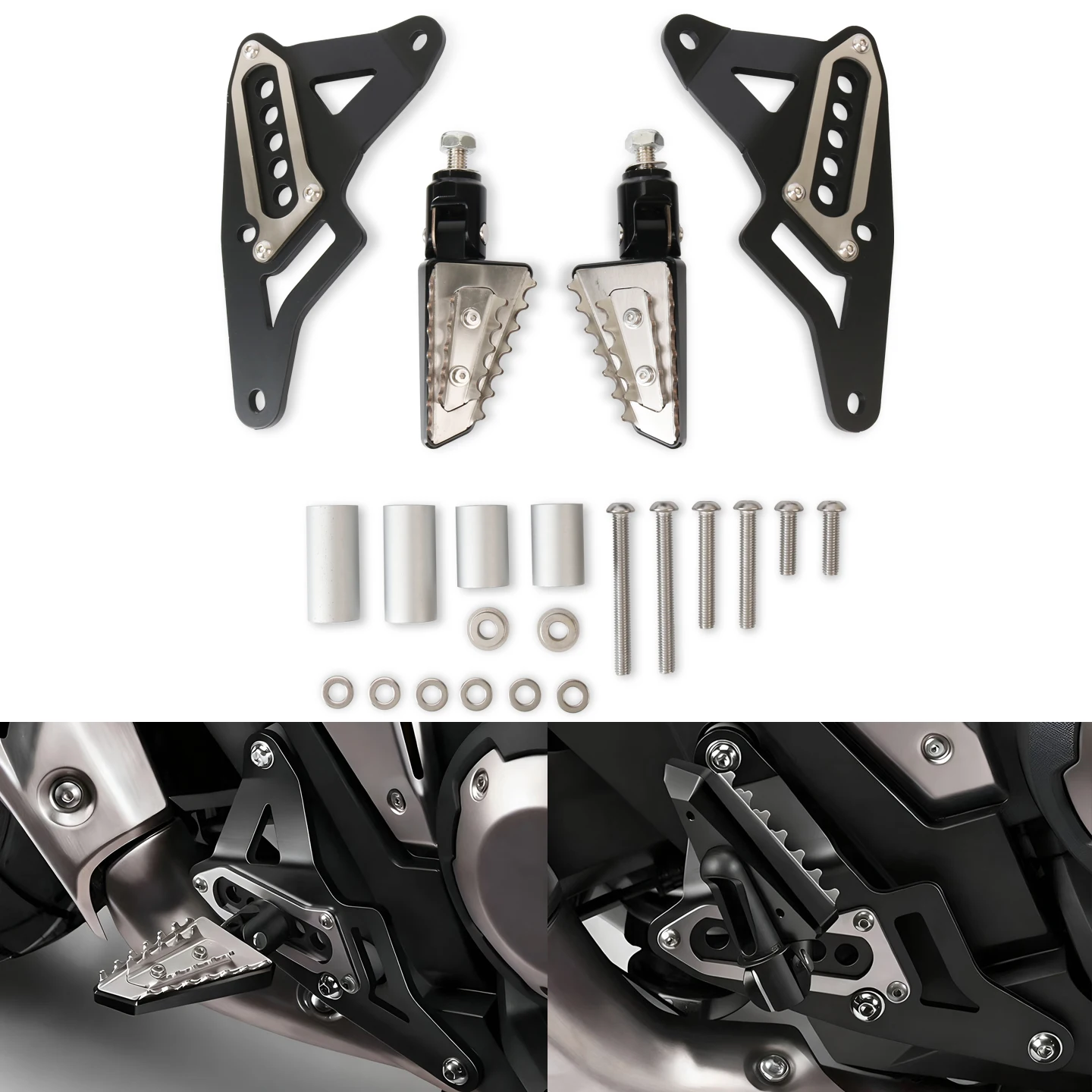 

Motorcycle Passenger Rear Folding Foot Pedal Stand Kit Foot Pegs Pedal Pad For XADV750 X-ADV750 2021-2026