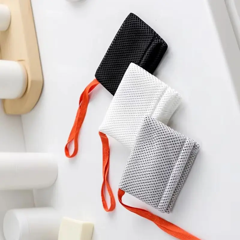 

1 шт., пенящаяся сетка для очищения ванны, отшелушивающая скруббер для тела, губки для ванной комнаты, сетчатый карман для мыла, двусторонний квадратный/овальный мешок для мыла