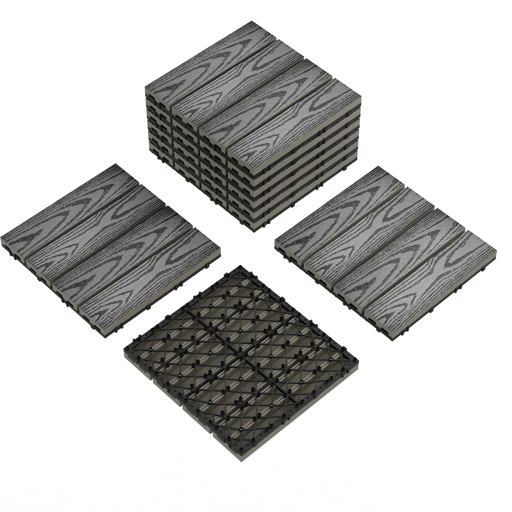 9/27/48 stuks samengestelde, met elkaar verbonden terrastegels van 12x12 inch – terrasvloeren voor alle weersomstandigheden voor binnen en buiten, balkon, veranda, tuin