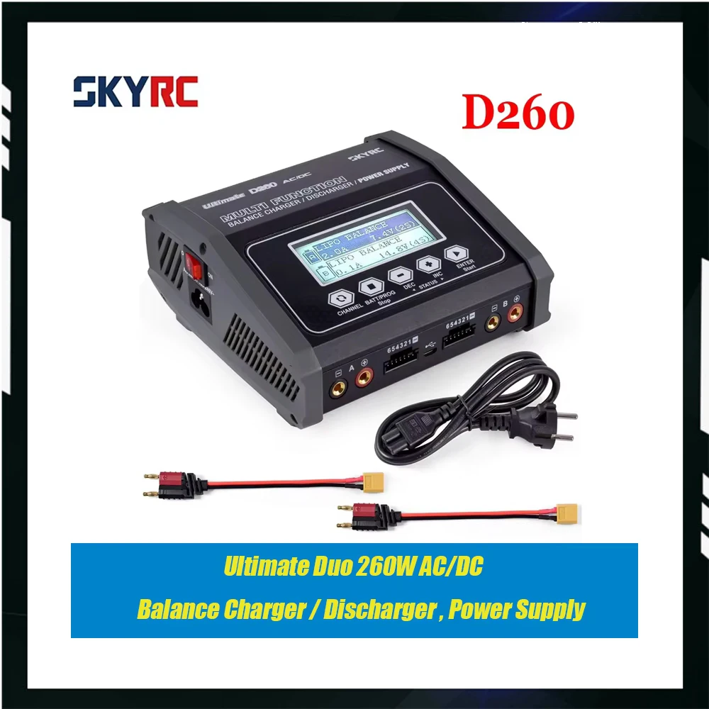 SKYRC D260 Lipo Battery Balance Charger Discharger Dual AC/DC 1-6S 260W for NiMH/NiCd/LiPo/LiFe/Lilon/LiHV/Pb RC Car USB Charger