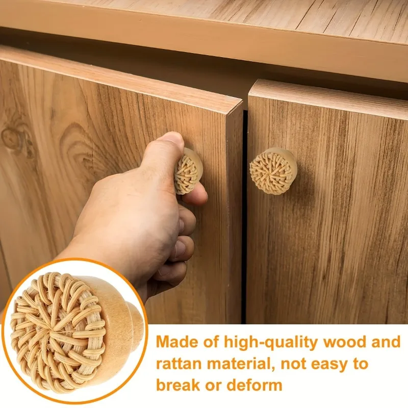 Rattan Handles Furniture Cabinet Knobs Vintage Dresser Pulls Handmade Woven Kitchen Handles Drawer Knobs Cupboard Handle