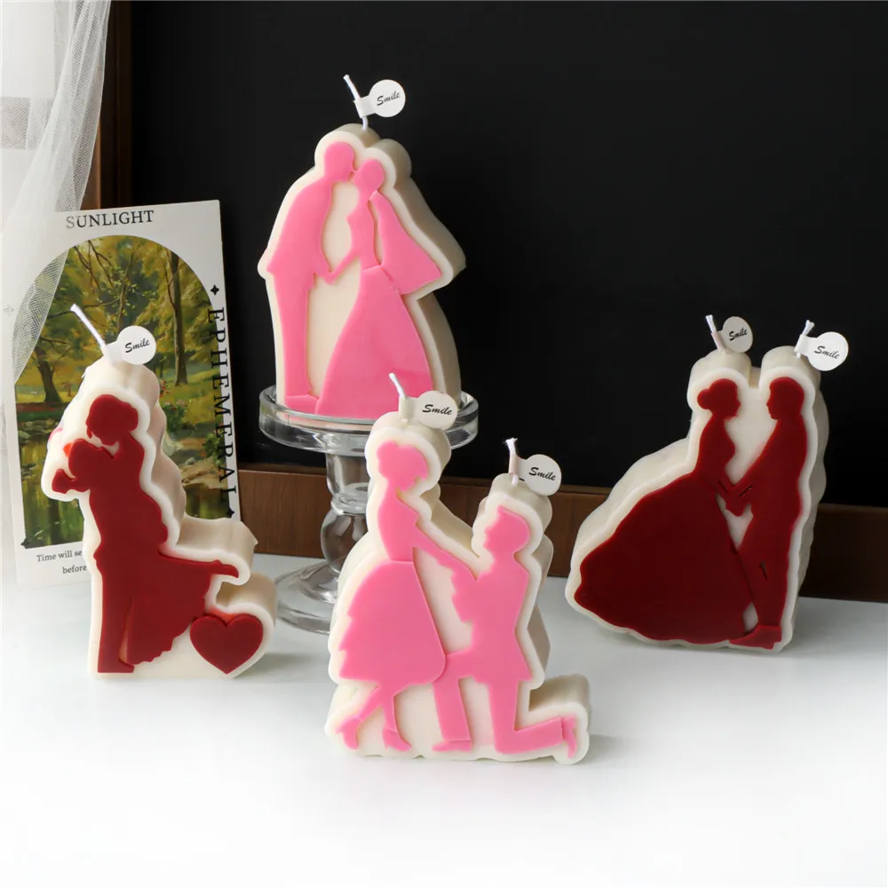 DIY Simple Hug Family Candle Silicone Mold Love Couple Candle Mould Valentine Gift Aromatherapy Candle Resin Plaster Making