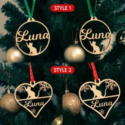 Personalized Cat Christmas Tree Decoration Custom Baubles Set Cat Gift Christmas Heart Bauble Personalised Hanging Ornament