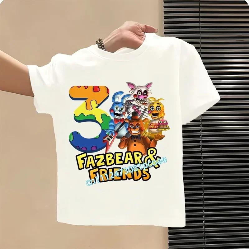 2026 Scary Night Children's Pure Cotton Short-Sleeved Boys' Sports Shirt Casual Top Digital 1234 Cartoon Print Summer T-Shirt