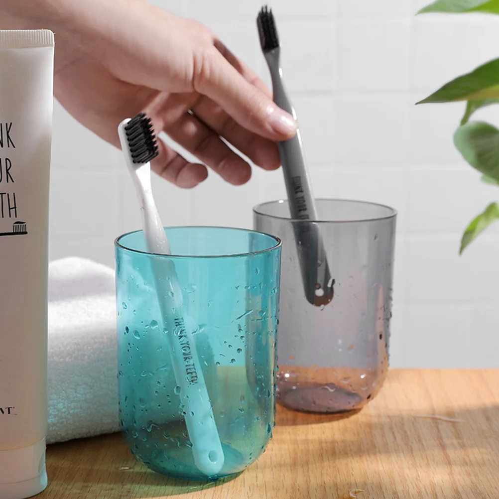 2 قطعة أكواب فرشاة الأسنان الشفافة الغرغرة القدح للحمام شرب المياه استخدام حامل بلاستيكي السلس تصميم غير مسامية المطبخ #2