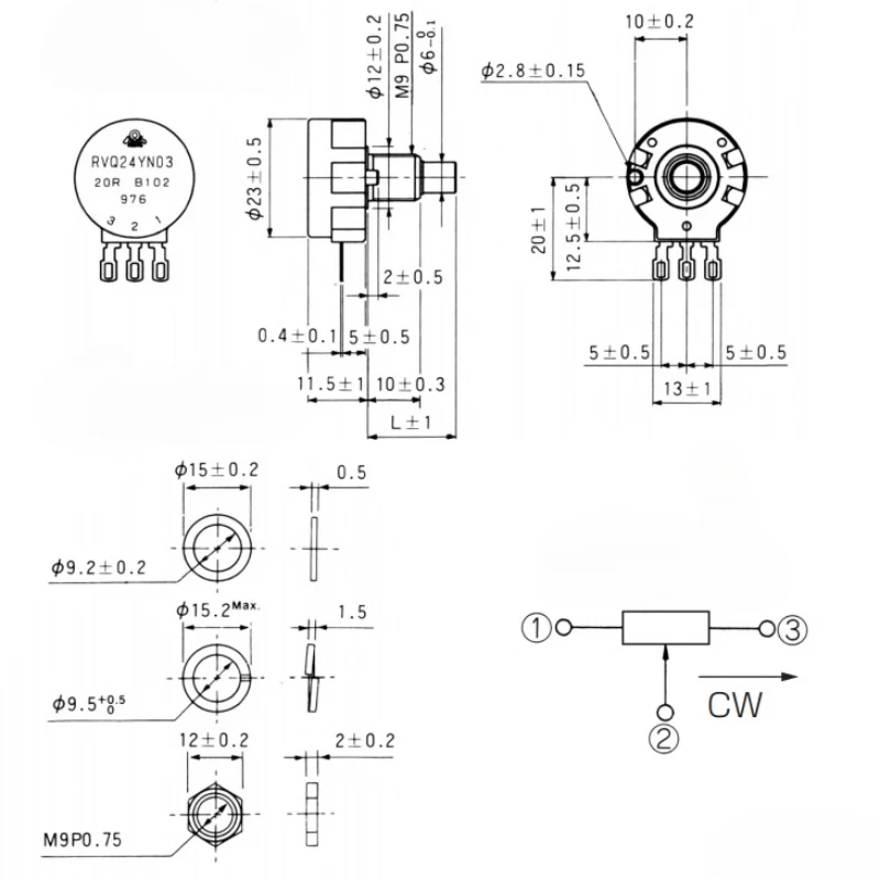 1PCS Imported from Japan TOCOS ultra-long life game machine potentiometer RVQ24YN03 20F B502 5K