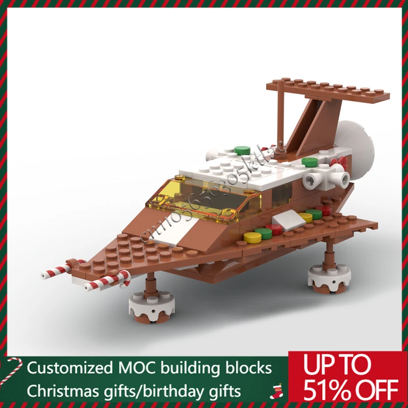

144PCS Custom MOC Ginger Cake Series Santa's Space Transport Vehicle Blocks Model DIY Children Assembly Set Toys Festival Gifts