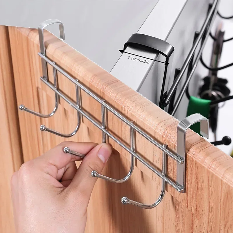 Aço inoxidável Punch-Free Door Hooks, Suporte de armazenamento, Cozinha, Armário de banheiro, Tipo traseiro, Toalha Hanger, Organizador Presentes, 5