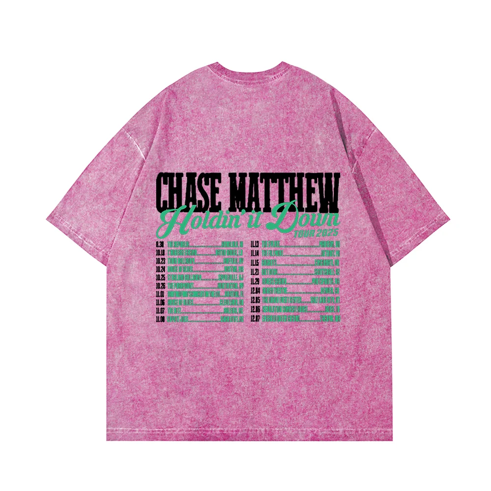 

Chase Matthew Holdin' It Down Tour Cotton Vintage Wash Tee Shirt Man/Woman Crewneck Tee Shirt Streetwear graphic t shirts