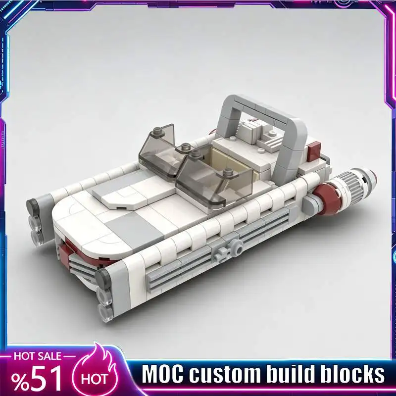 350 PCS Landspeeder Vehicle MOC Model Custom Puzzle Sci Fi Car DIY Creative Assembly Collectible Blocks Toy Display Gift Bonus