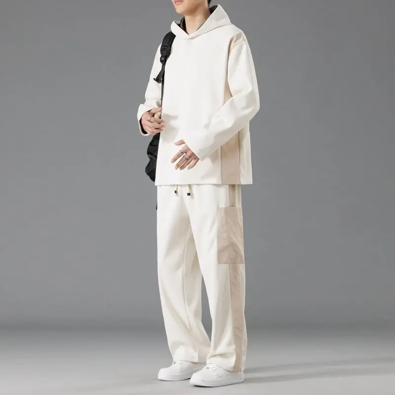 

Spring Sportswear Set Men's Cotton Casual Hoodie Long Sleeve Outfit Comfortable Breathable Streetwear for Middle-Aged Men
