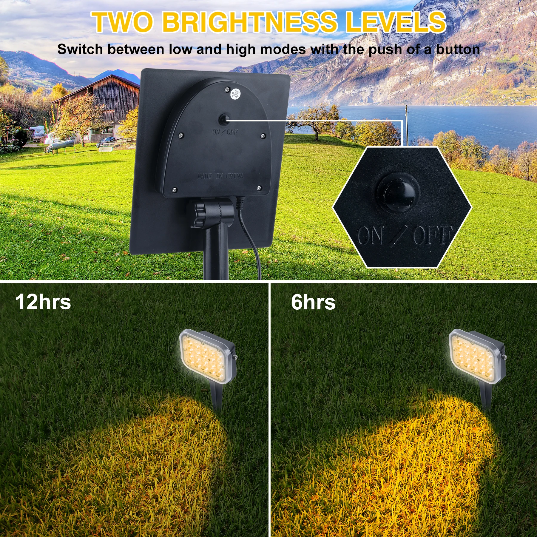 Solar Light Outdoor Street 4 em 1 à prova d\'água Solar Holofotes para Yard Wall Pathway Paisagem Decor RGB LED Garden Lawn Lamp