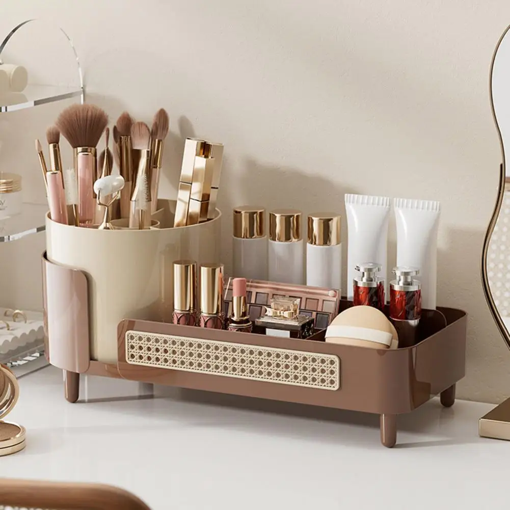 Sophisticated Vanity Decor Capacity Rotating Makeup Organizer with Multiple Compartments for Cosmetic Storage Display