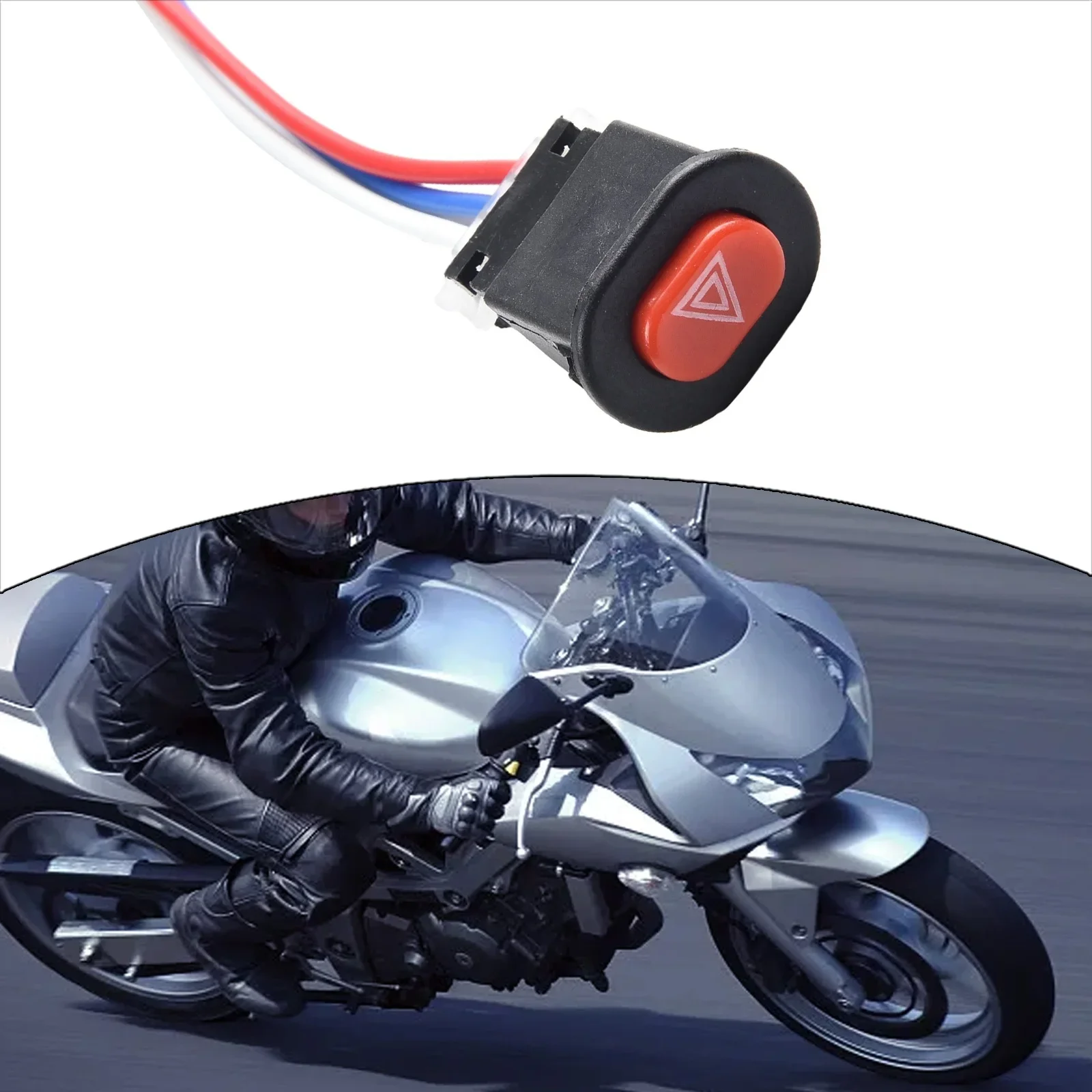 1pc Button Switch Motorcycle Lamp Hazard Light Modified Scooter 12V-24V Switches 40 X 25mm Motorcycle Accessories