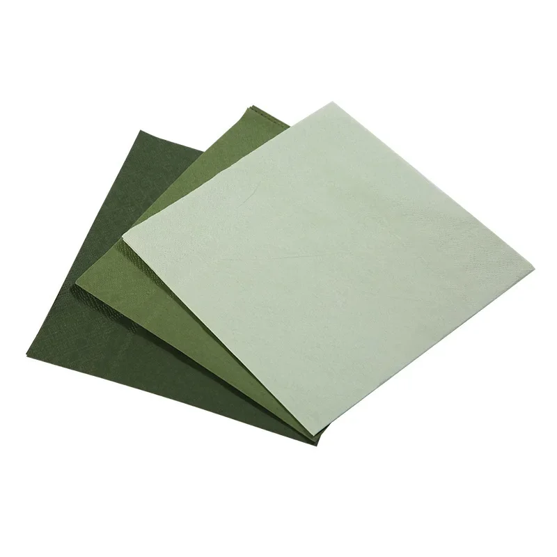 50PCS 녹색 종이 칵테일 냅킨 일회용 3 플라이 음료 양각 웨딩 소프트 생일 저녁 파티 신부 샤워