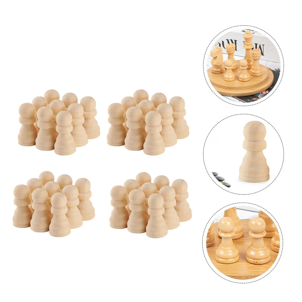 50PCS DIY Painting Chess Pieces Wooden Hand Painting Toys Graffiti Puppet Wood Chess Pieces Unfinished DIY Chess Pieces