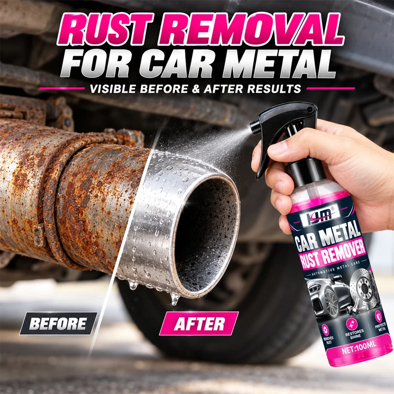 KJM Rust Remover Spray 100ml Car Metal Rust Cleaner For Wheel Hub Brake Disc Chassis Rust Removal Automotive Care Tool