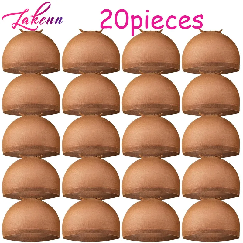 Dark Brown Wig Cap For Lace Front Wigs 20Pcs (10 Packs) Nylon Wig Cap For Wigs Making Stretchy Stocking Wig Caps For Women