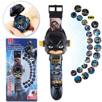 DC Batman 24 Projection Patterns Fun Children Watches for Boy Deformation Robot Projection Electronic Clock Kids Christmas Gift
