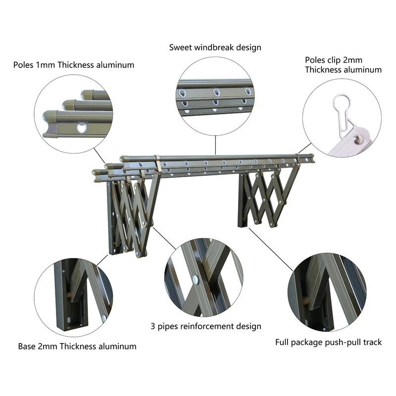 outdoor clothes drying racks and gadgets aluminium clothes drying rack wall-mounted clothes hanger foldable