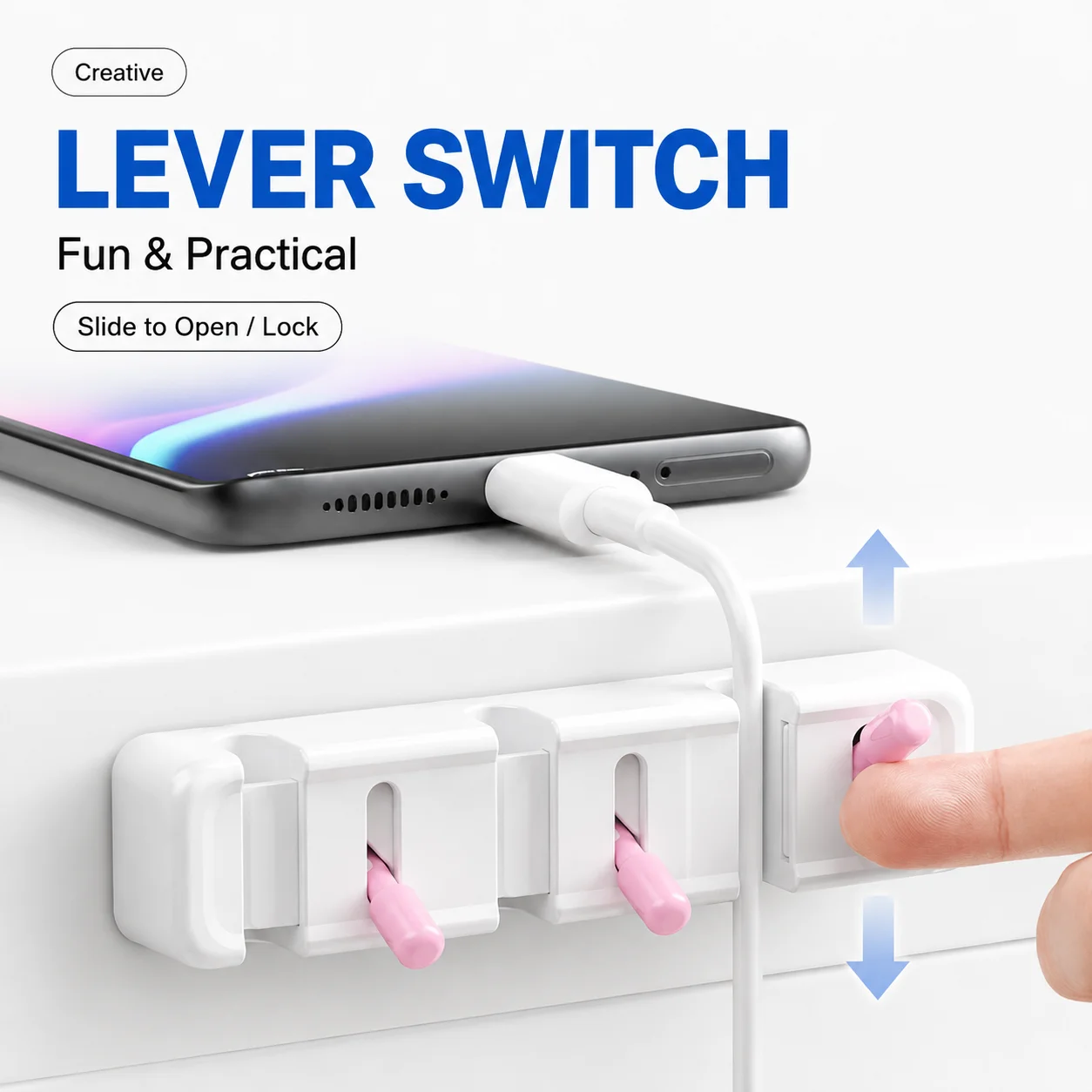 Desk Cable Clip - Organizer Kabel 3-Slot untuk Meja, Penjepit