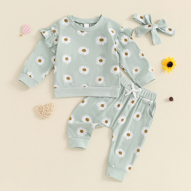 Newborn Infant Baby Girl Clothes Set Floral Long Sleeve Sweatshirts Tops Pants Outfits Clothing Gifts 3 6 9 12 18 24 Months