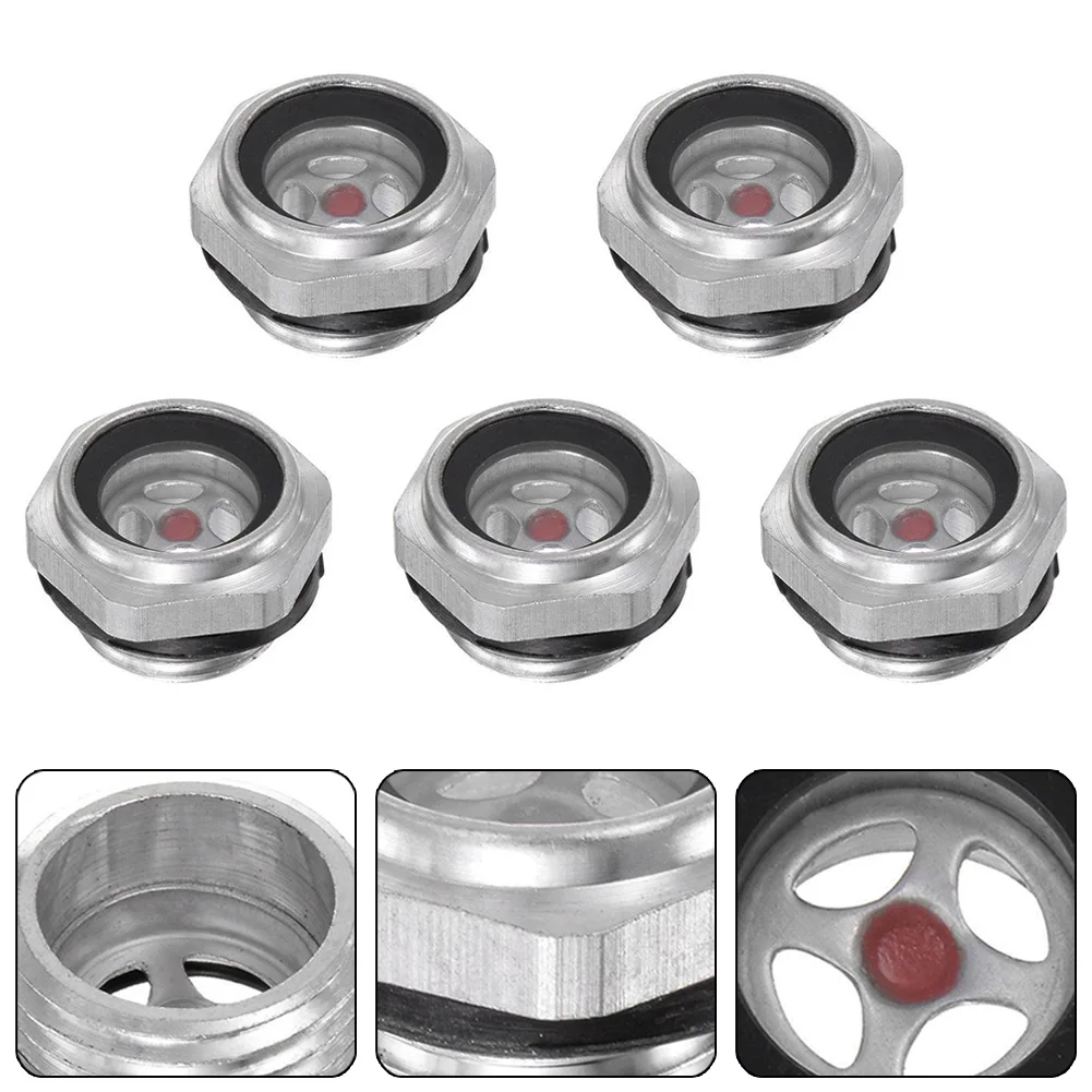 engineered Aluminum Oil Level Sight Glass 12 Male Thread for ideal for Pump Oil Level Inspection Pack of 5  engineered