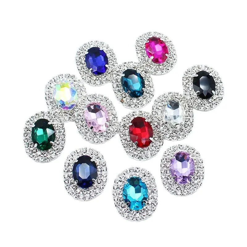 5Pcs Metal Rhinestone Glass Sewing Button Decortion Accessories Handmade Diy Wedding Clothing Hair Jewelry Decorative Accessorie