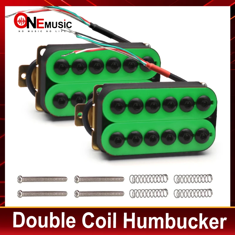 Adjustable Metal Double Coil Electric Guitar Pickups Humbucker Punk Green