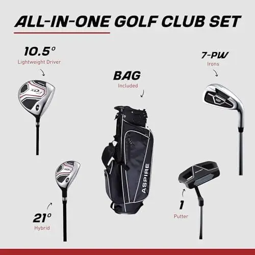 XD1 Teen Club Set for Ages 13–16 – Complete Youth Set with Driver, Hybrid, 7–PW Irons, Putter, Stand Bag & 3 covers