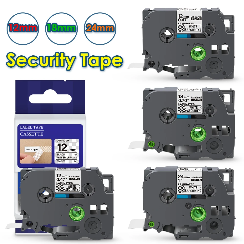 

1 шт., SE4, совместимая с Brother SE4 SE3 SE5, защитная лента для этикеток, 12/18/24 мм, черная на белом, лента для Brother P Touch, принтер для этикеток