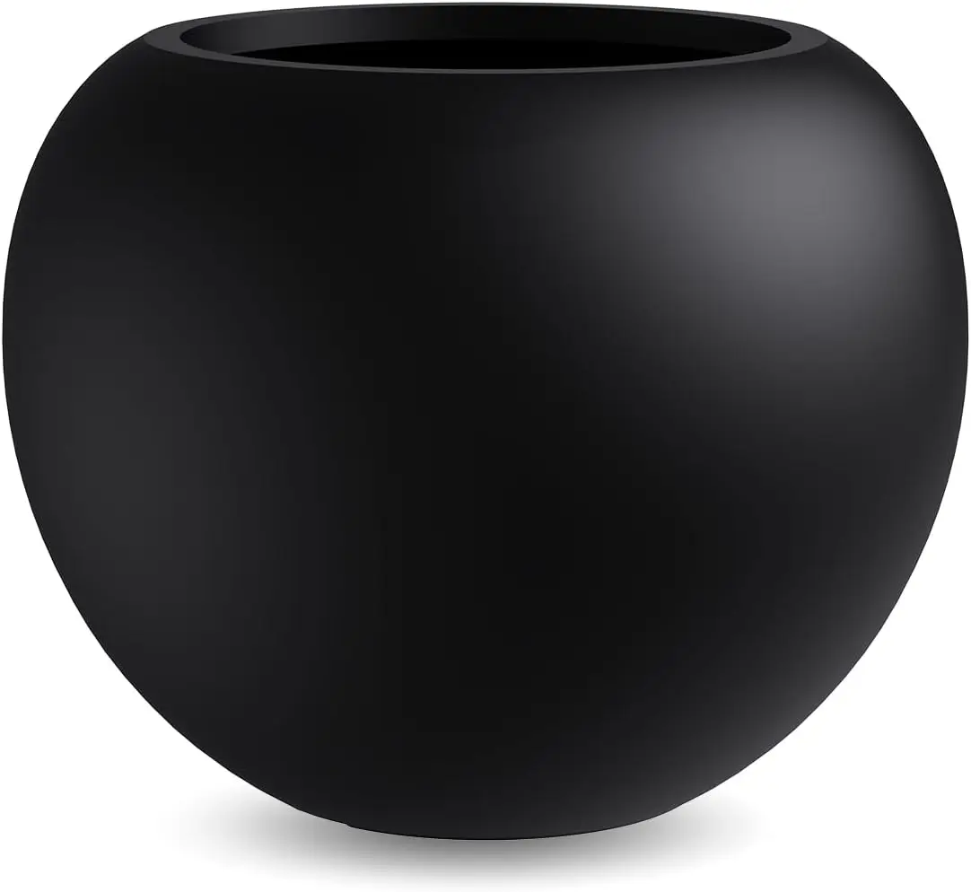 Large Round Fiberstone Planter with Drainage Hole, Durable for Indoor and Outdoor Garden Plants, Home Decor Patio