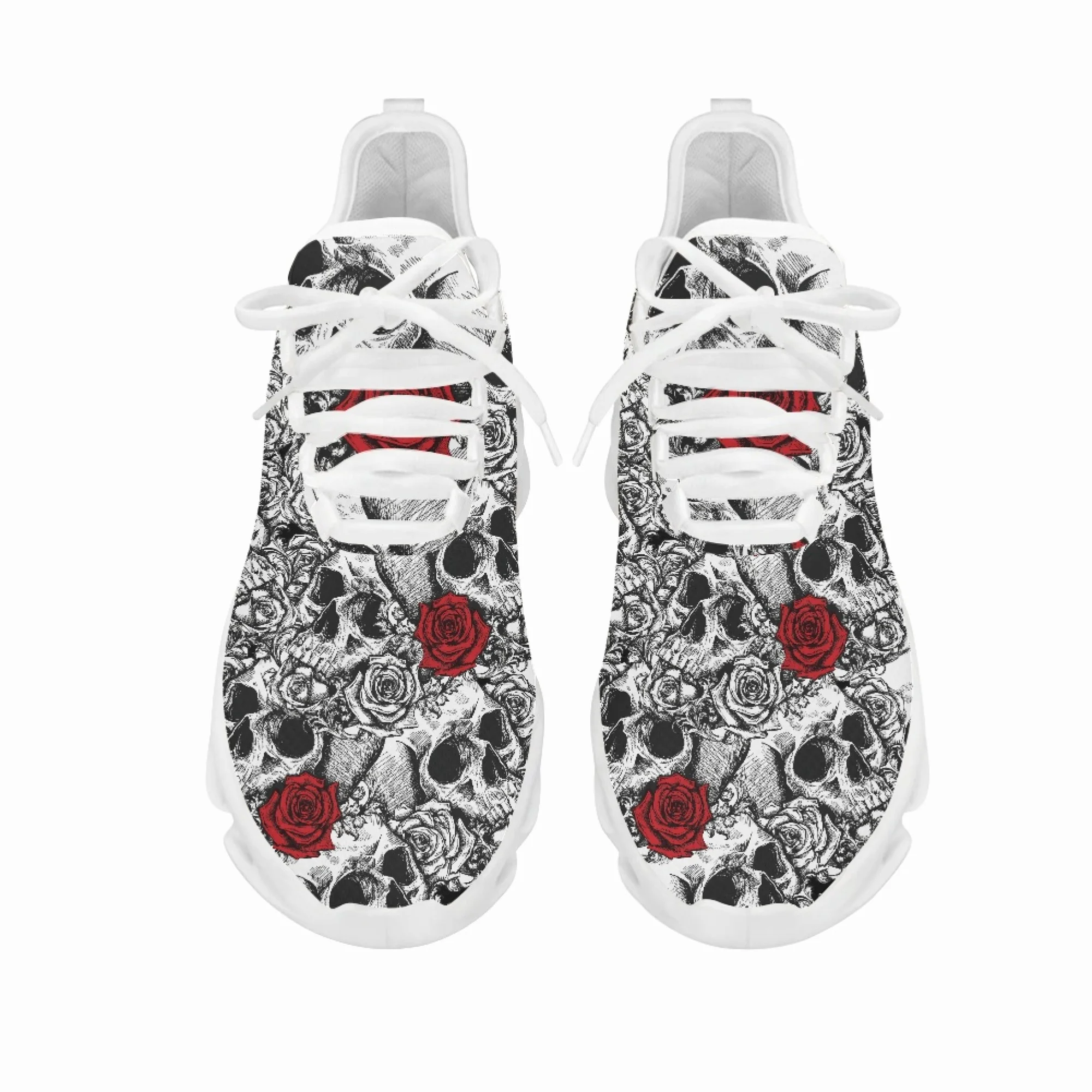 Yikeluo Gothic Rose Sugar Skulls Brand Design Sneakers Breathable Lace up Mesh Swing Shoe Comfort Women Running Shoes Zapatillas