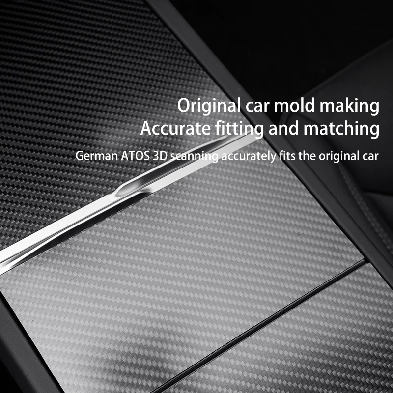 For New Tesla Model Y Juniper 2025 Center Console Panel True Carbon Fibre Sticker Central Control Cover Car Interior Accessories